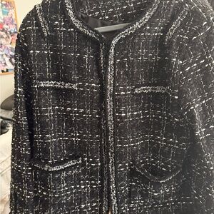 Women's Black and White Tweed Jacket